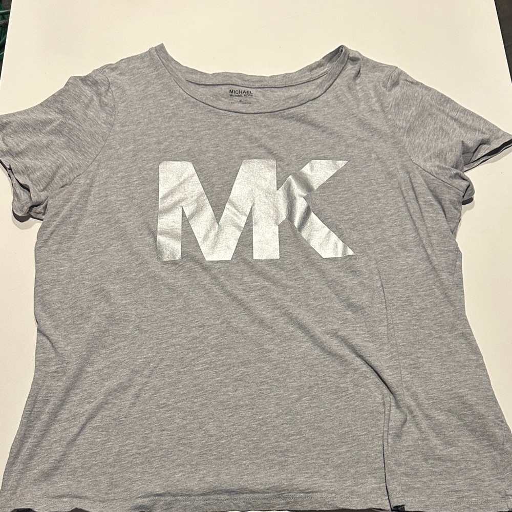 Michael Kors Heather Gray Tee with Metallic Logo